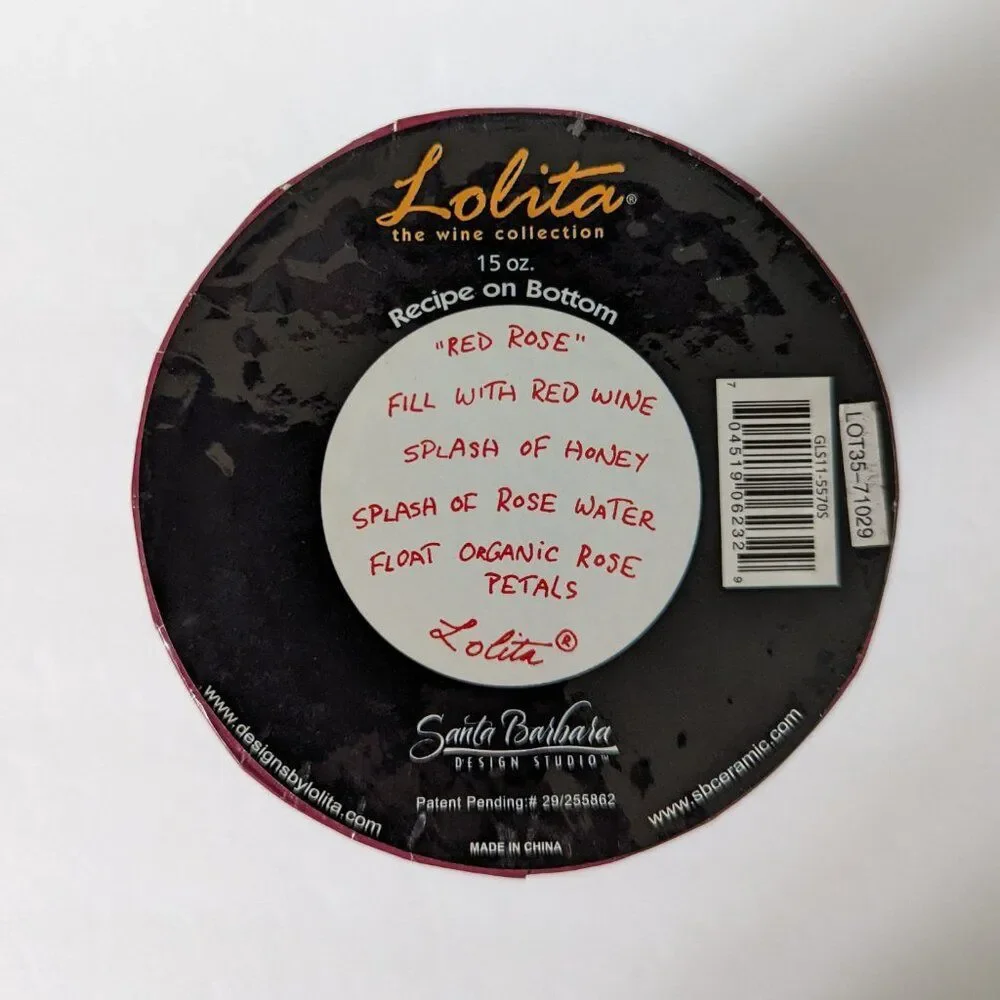 Lolita Hand Painted Wine Glass Red Roses Love My Wine Artisan Gift Box 15oz